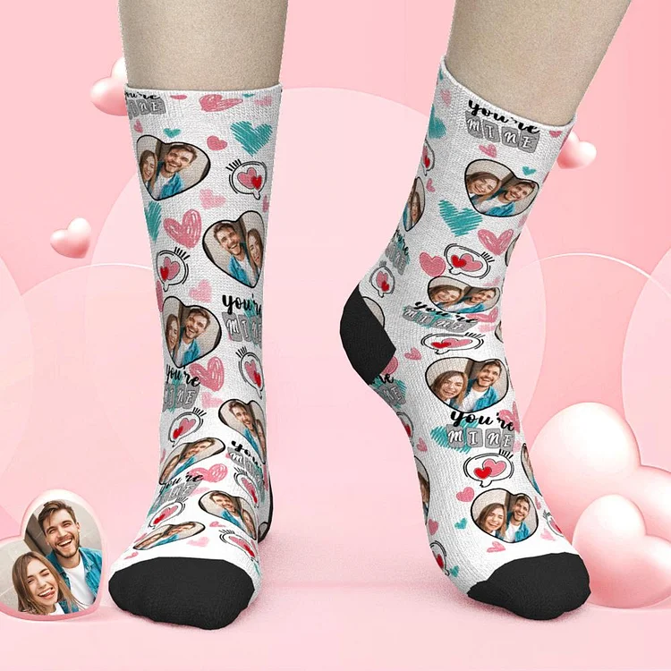 Custom Photo Heart Socks Valentine's Day Gifts For Lover - You're Mine