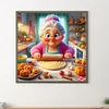 Diamond Painting-DIY Full Round Drill Cooking Grandma(40*40 CM)