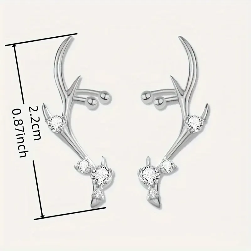 1 pair   womens minimalist antler stud earrings with synthetic synthetic zirconia white golden plated elegant animal themed jewelry for everyday party wear christmas gift cute earrings holiday accessories chic accessories delicate   gift   3