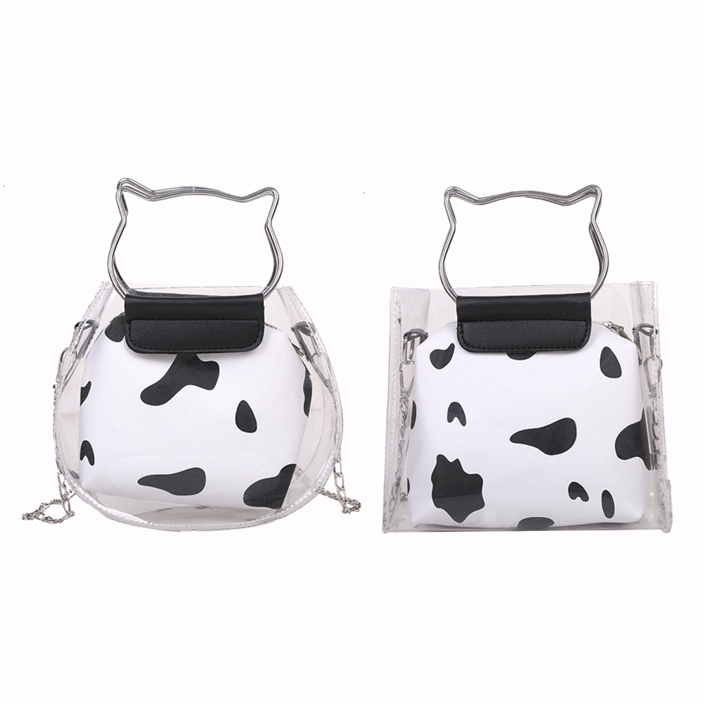 

Women Cow Pattern Chain Shoulder Bag Mini Purses Transparent Composite Bags, 501 Original