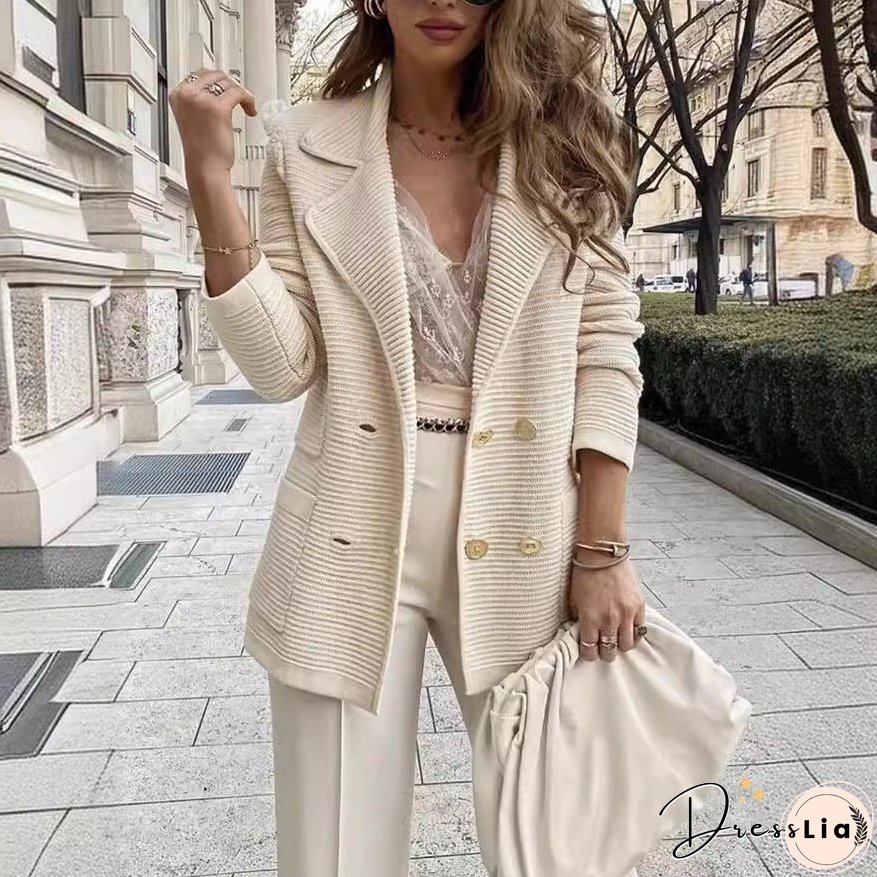Women's Texture Casual Long Sleeve For Coats