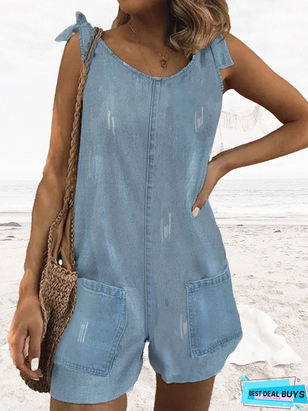 Vacation Denim Solid Jumpsuit & Romper