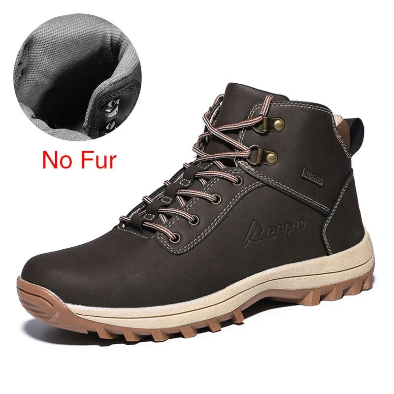 DEKABR Brand Genuine Leather Autumn Winter Warm Fur Classic Snow Boots Male Motorcycle Boots Men Warm Ankle High Top Men's Boots