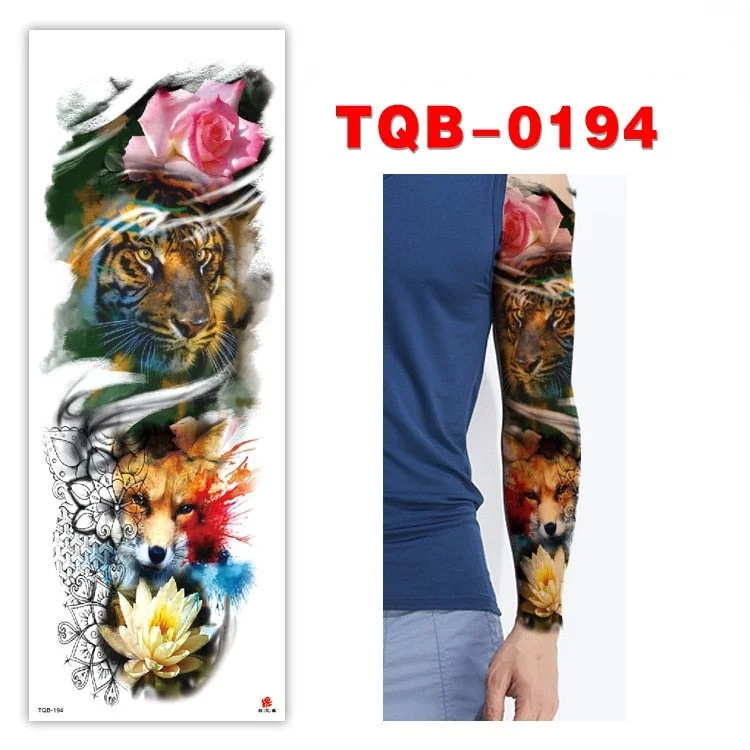 Full Arm Series Temporary Tattoo Full Arm Tattoo Sticker Lasting Waterproof Sweat Flower Arm Full Arm Tattoo Big Picture Sticker