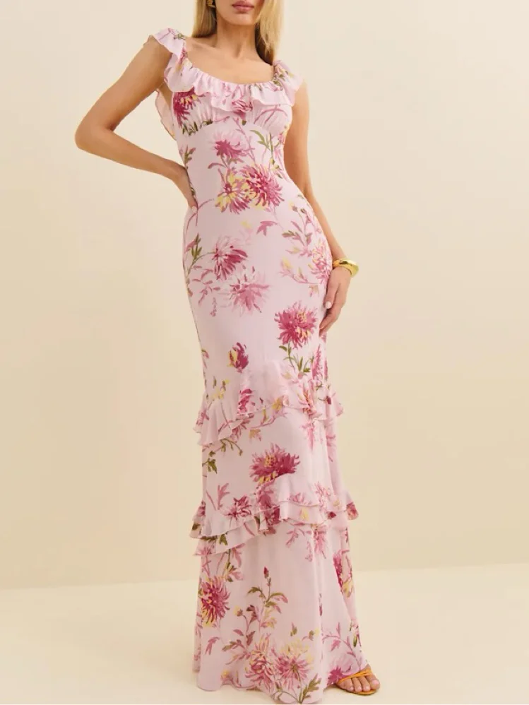 Pink Floral Maxi Dress