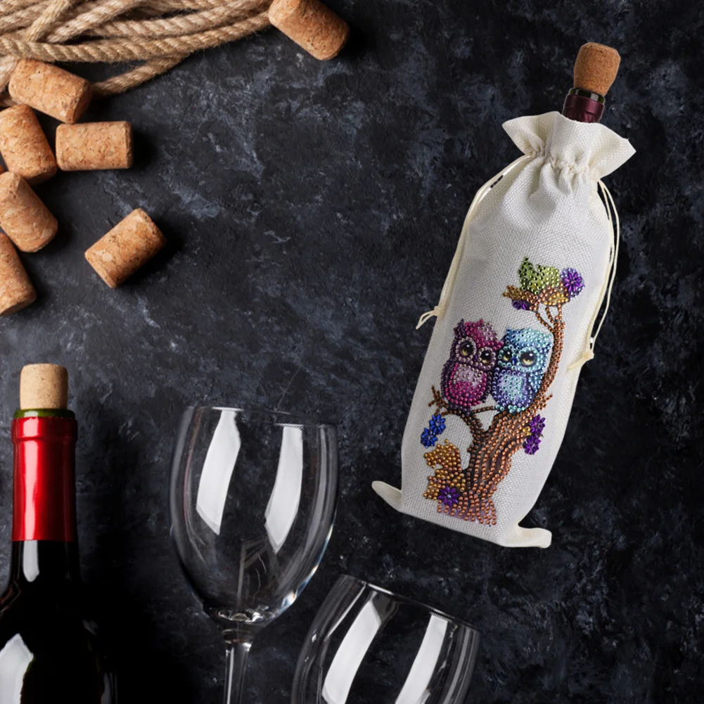 DIY Ow Diamond Painting Wine Bags Creative Diamond Art Liquor Bottle Covers