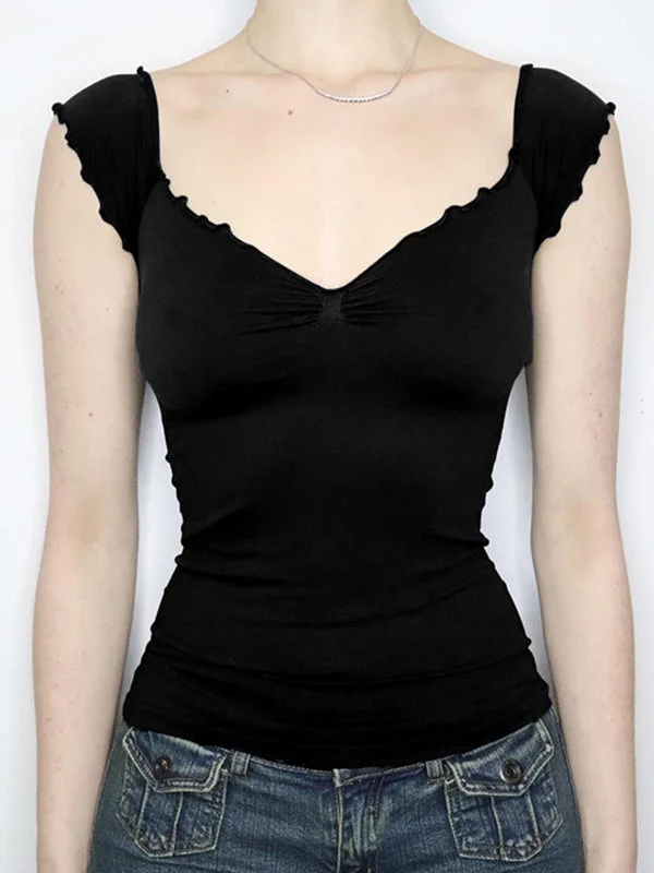 Brownm Vintage Short Duffle Sleeve Top