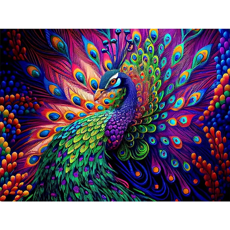 Peacock - Full Square(Partial AB Drill) - Diamond Painting (45*35cm)