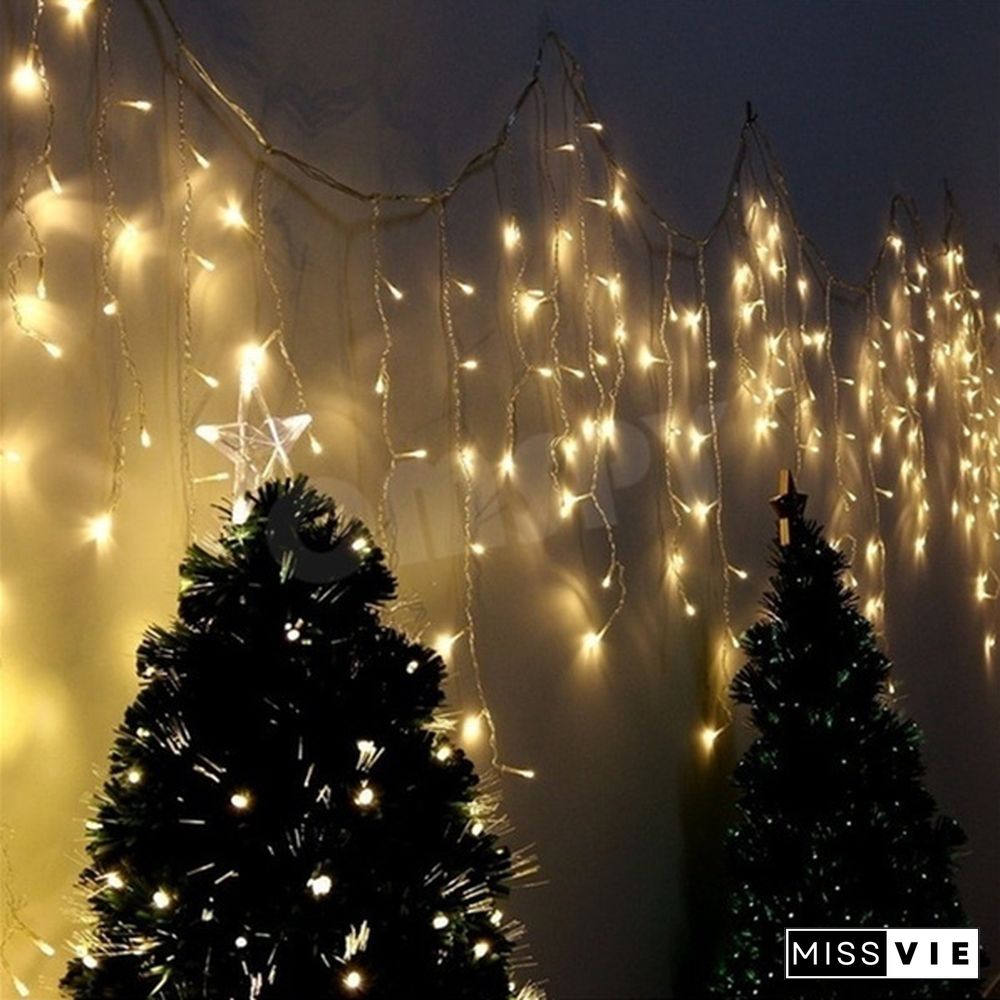 5M Christmas LED Curtain Icicle String Light Droop 0.4-0.6m Party Garden Stage Outdoor Waterproof Decorative Fairy Light