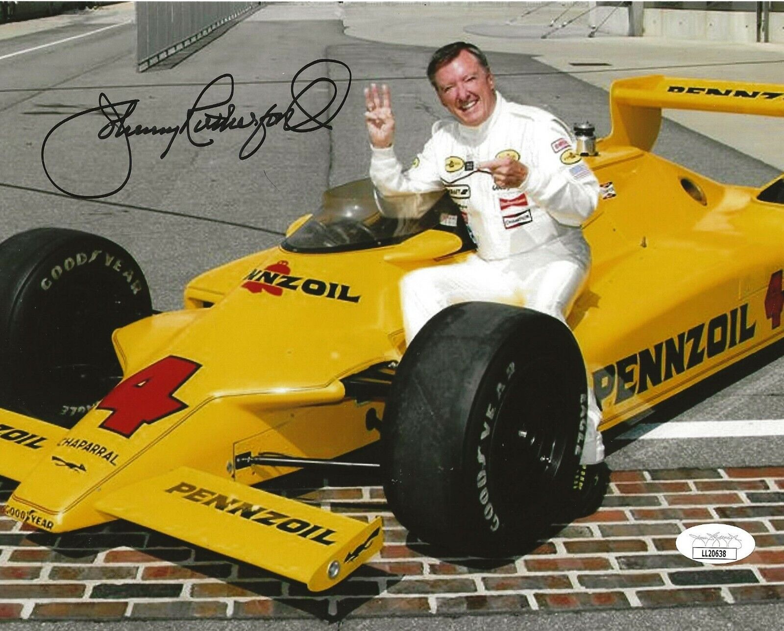 Johnny Rutherford Indy 500 Winner signed Racing 8x10 Photo Poster painting Lone Star JR 4 JSA