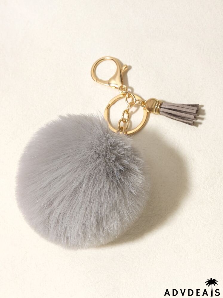 Fluffy Pom Pom Charm Keychain