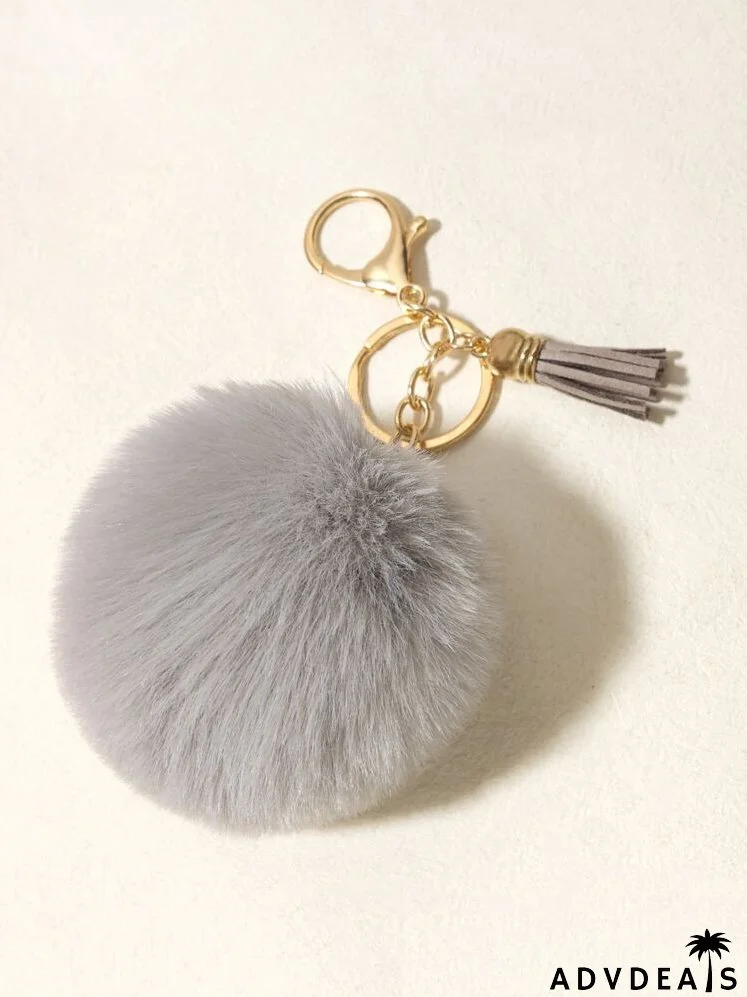 Fluffy Pom Pom Charm Keychain