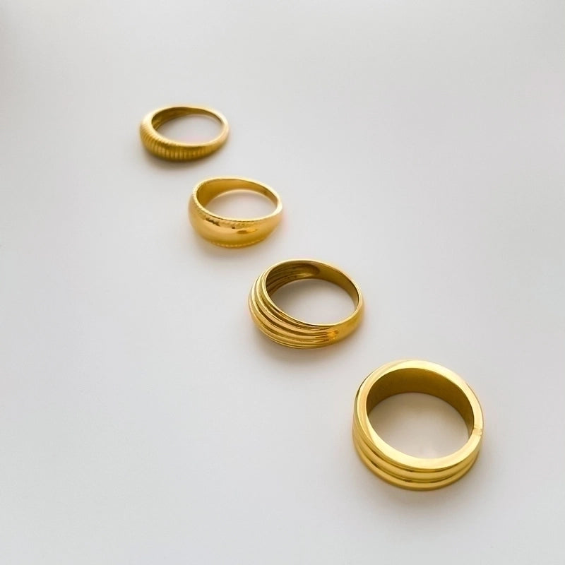 Minimalist Solid Color Titanium Steel Plating Gold Plated Rings