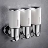 Stainless Steel Pull Rod Three-Head Soap Dispenser Wall-Mounted Manual Press Shower Gel Suitable For Bathroom Toilet Hotel