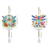2pcs Dragonfly DIY Acrylic Diamond Painting Wind Chime for Adult 5D Diamond Painting Suncatcher with Crystal Pendant Double Sided Hanging Diamonds Art Paint Ornament Gift for Home