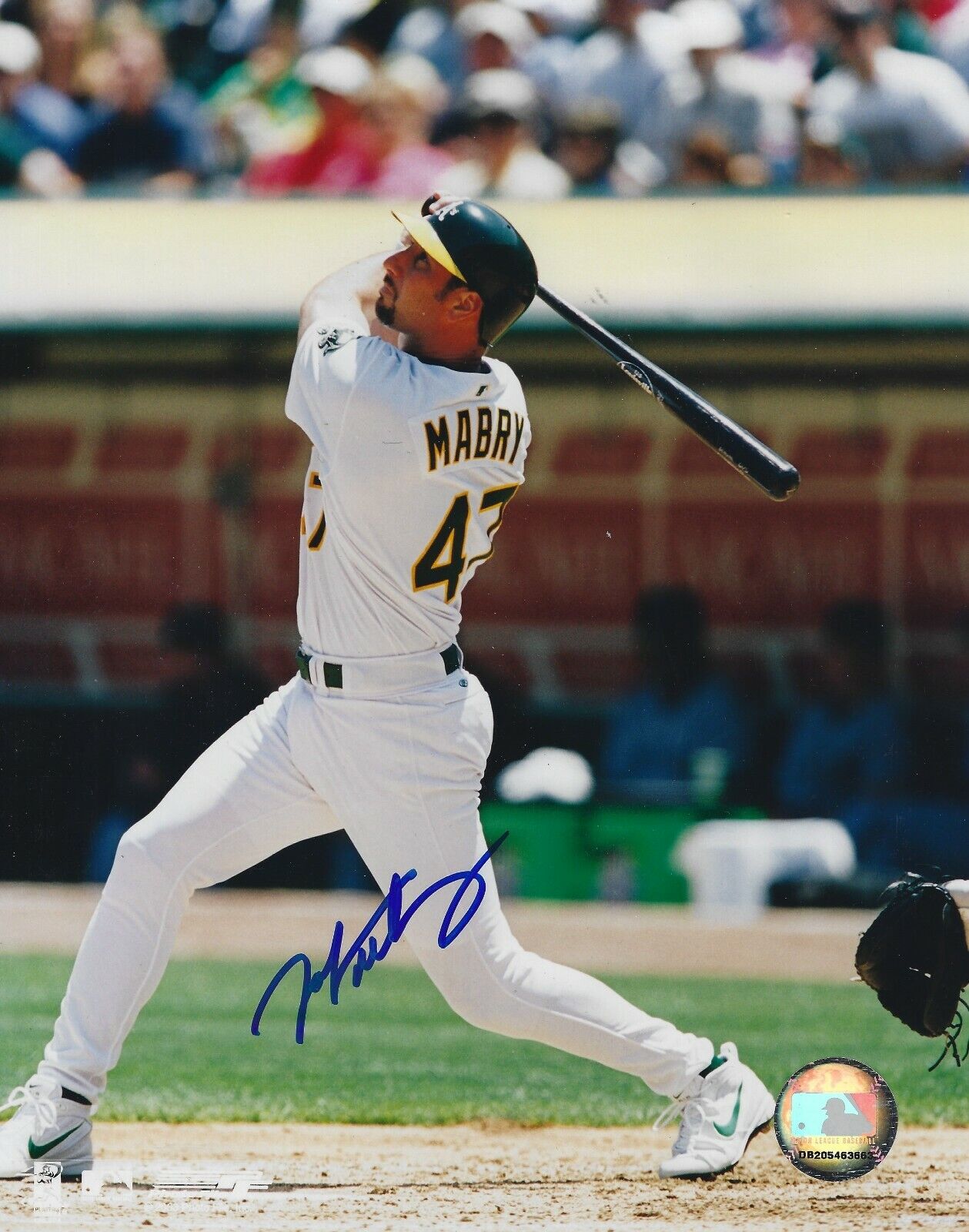 Signed 8x10 JOHN MABRY Oakland A's Autographed Photo Poster painting- COA