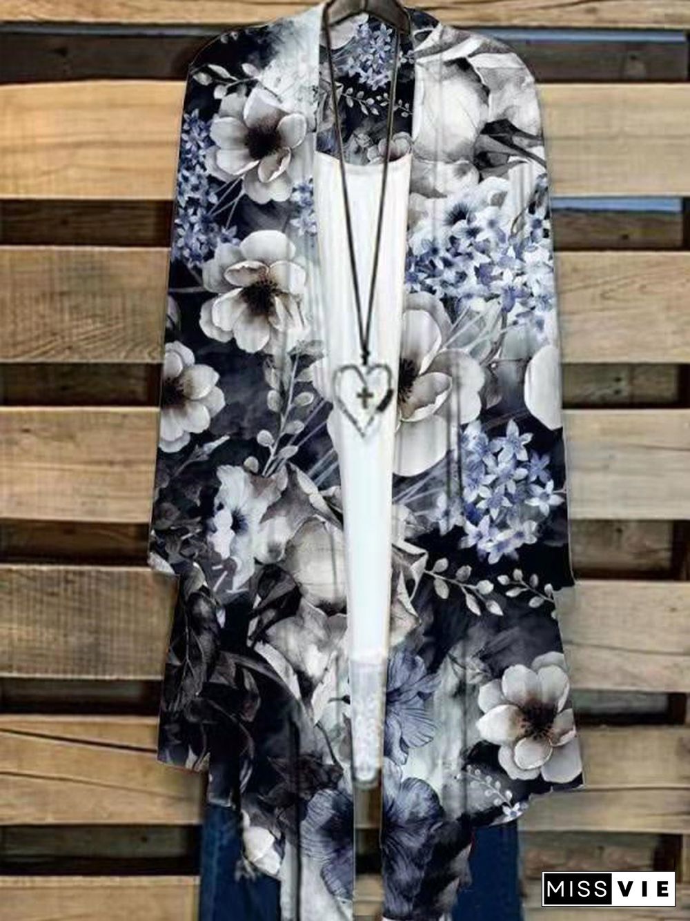 Women's Long Sleeve Casual Floral Printed Graphic Loose Cardigan Coat