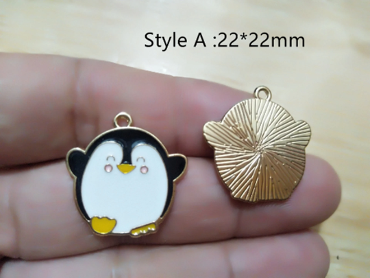 Enamel Penguin Charm,19*21mm Animal Bird Charm Zinc Alloy Colorful Geometric Charm Pendants For DIY Earring Necklace Findings