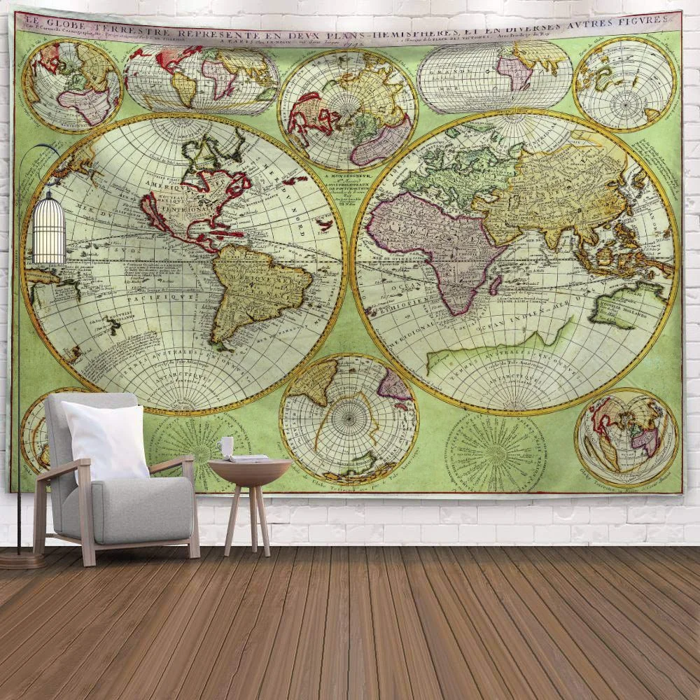 World Map 3D Print Polyester Geometric Wall Hanging Tapestry Decor Oil Painting Beach Towel Sleeping Pad Yoga Blanket Mat