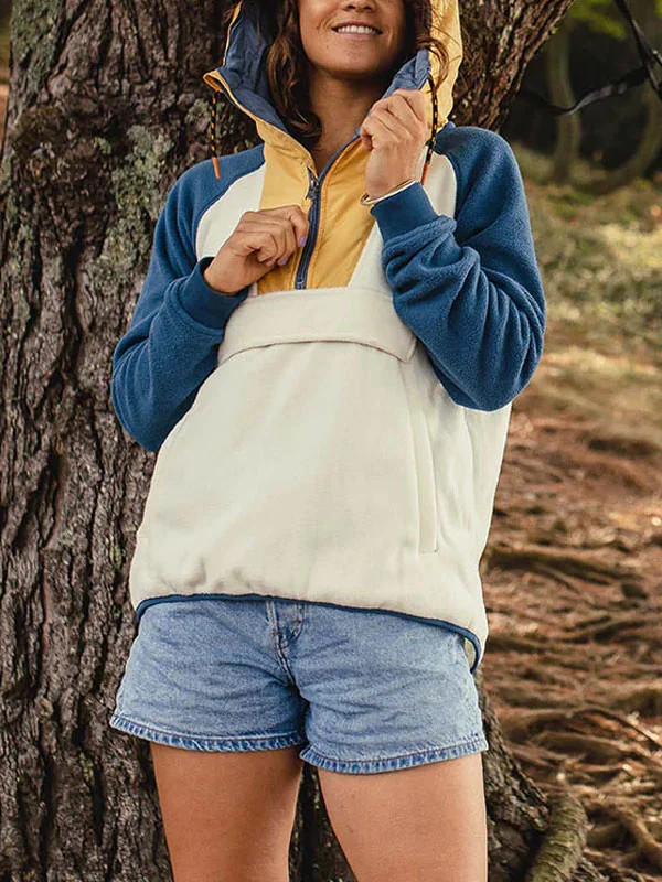 1/2 zipper recycled rocker hoodie for women