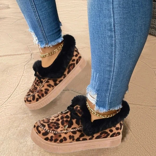New Fashion Women Winter Cotton Shoes Plush Warm Snow Boots Ladies Casual Flat Short Boots Solid Color Furry Females Feetwear