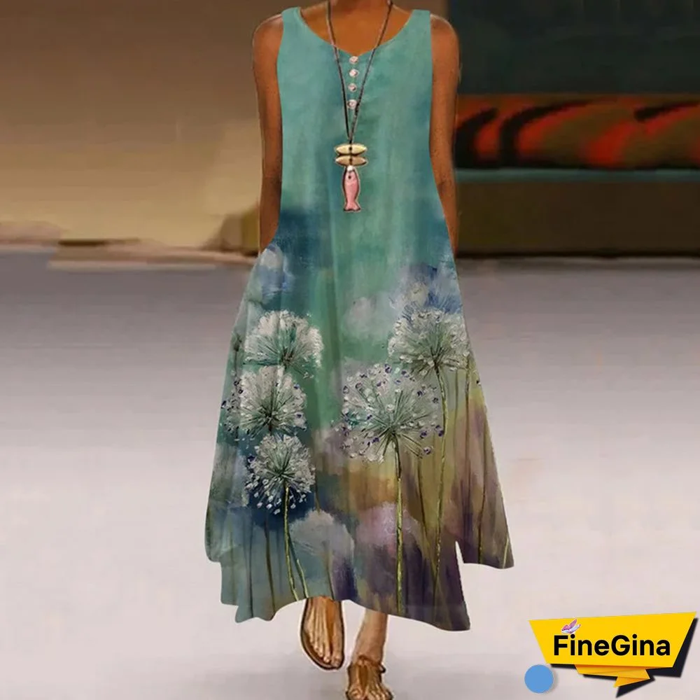 Printed Flower Sleeveless Dress Girl