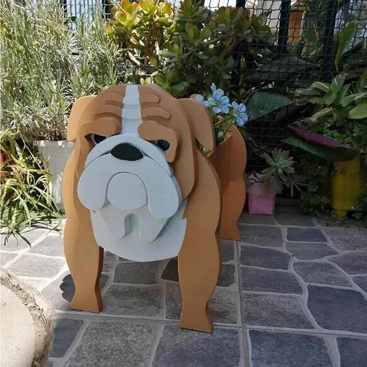 Yellow English Bulldog Planter