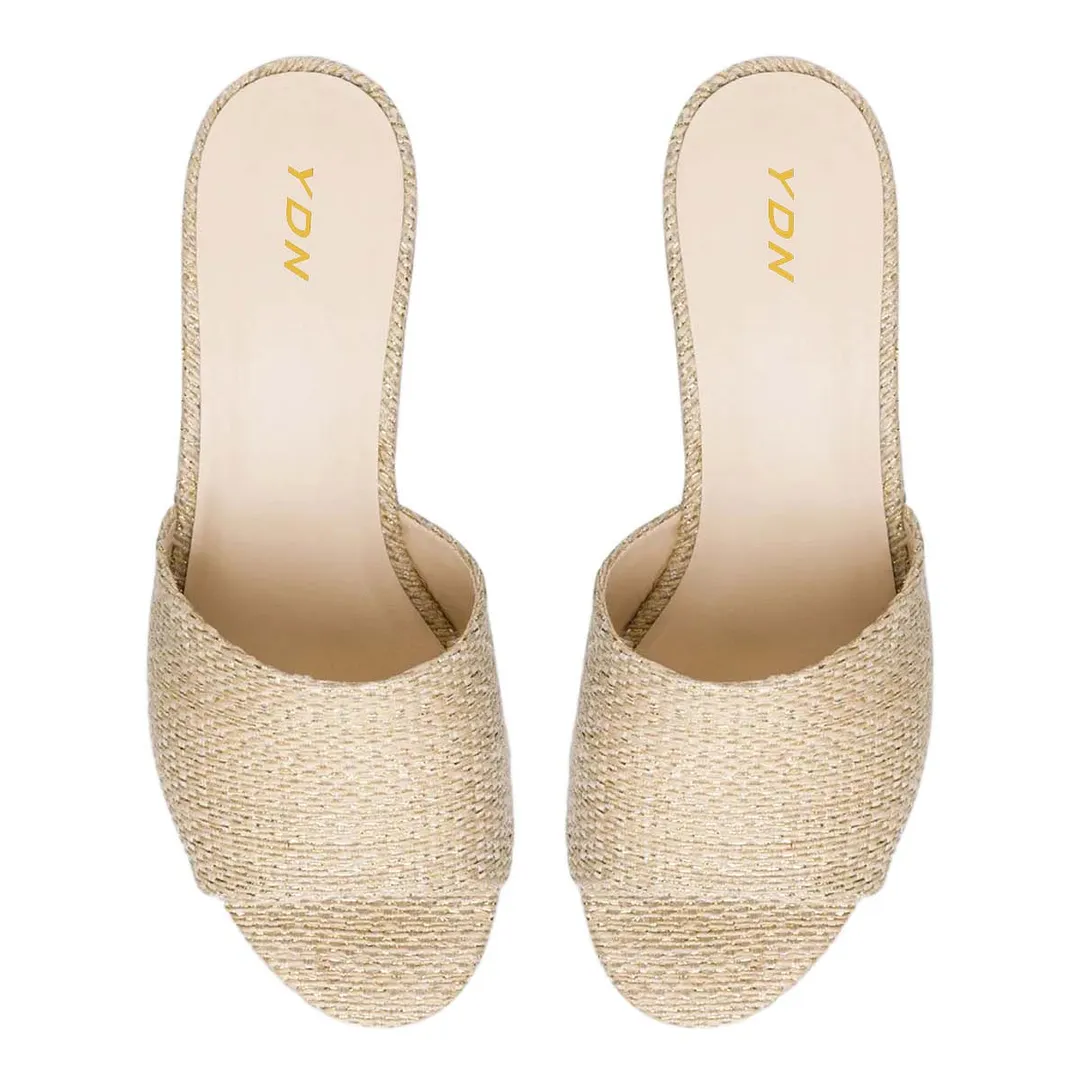 Classic Beige Open-Toe Chunky Heel Platform Sandals for Women