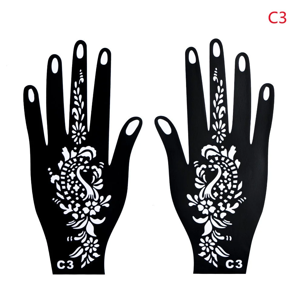 1PC Multiple Professional Henna Stencil Temporary Hand Tattoo Body Art Sticker Template Wedding Tool India Flower Tattoo Stencil