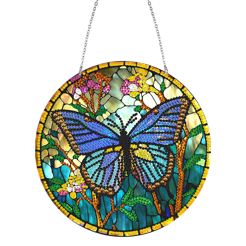 DIY Diamond Art Kits Handmade Crafts Colored Imitation Glass Art (Butterfly)