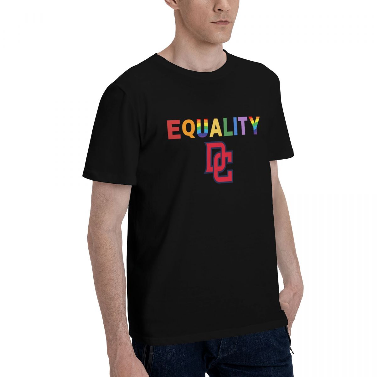 Washington Nationals Rainbow Equality Pride Men's Cotton Crewneck T-Shirt