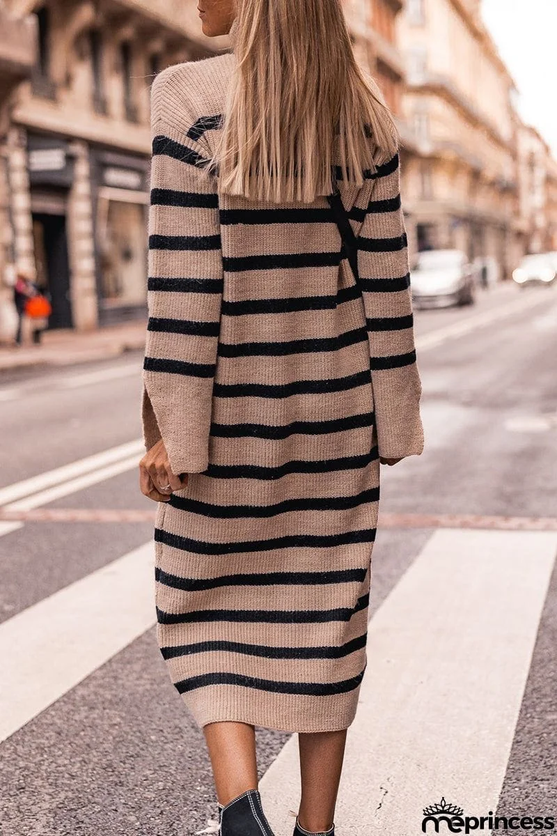 Casual Street Striped Patchwork Half A Turtleneck A Line Dresses