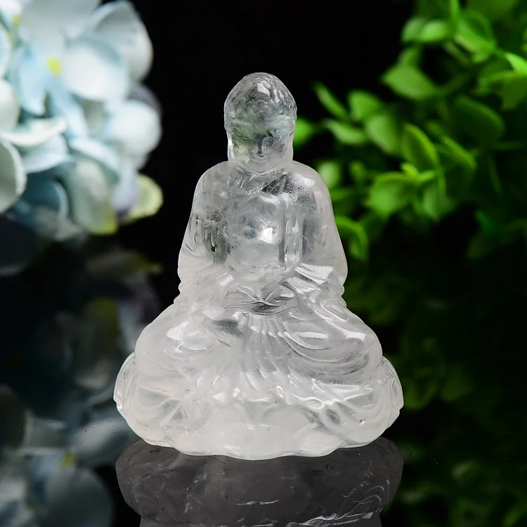 3.2" Clear Quartz Buddha Crystal Carving