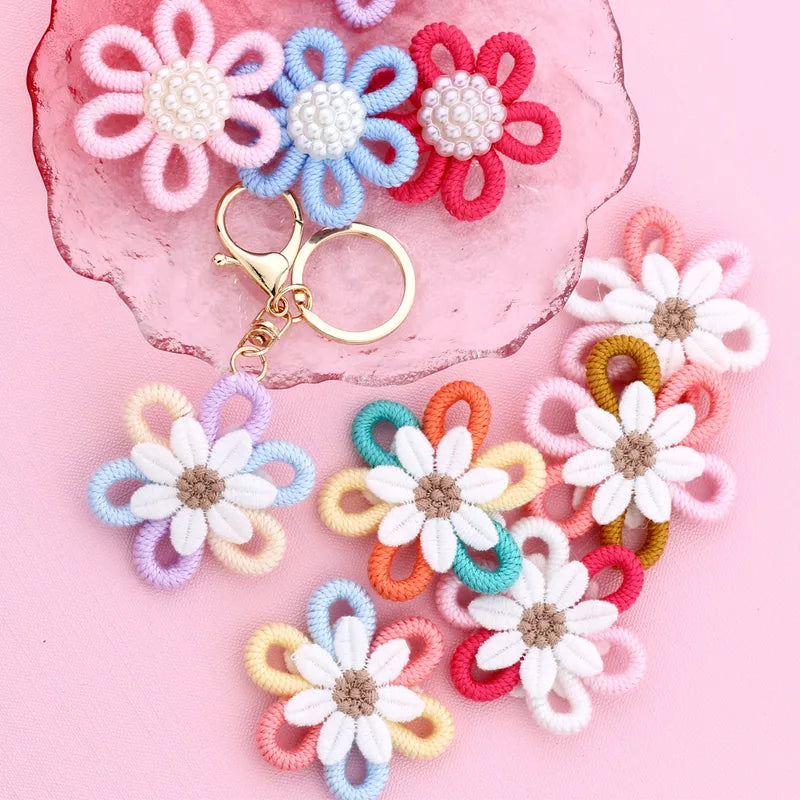 Cute Sweet Flower Yarn Metal Unisex Bag Pendant Keychain