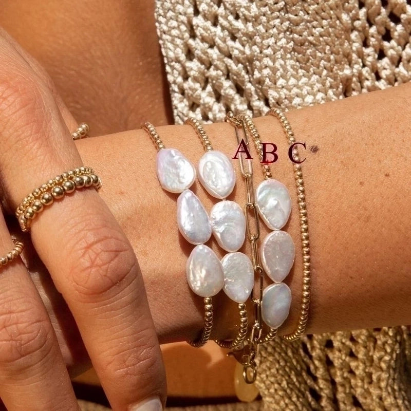 Freshwater Pearl Copper IG Style Handmade Bohemian Beaded Geometric Bracelets