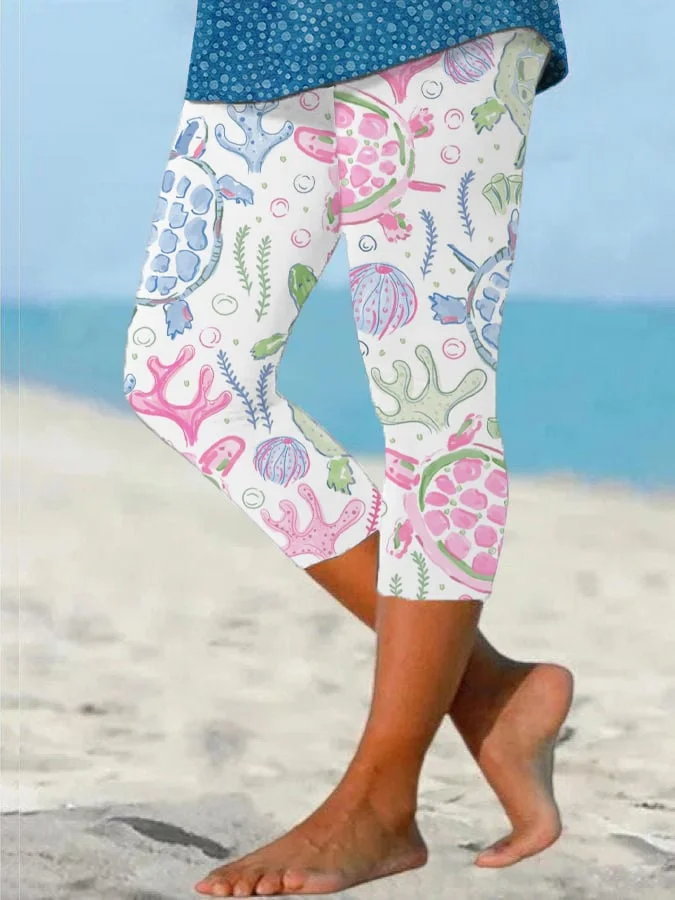 🔥Buy 3 Get 10% Off🔥Women's Hawaiian Turtle Print Resort Casual Leggings