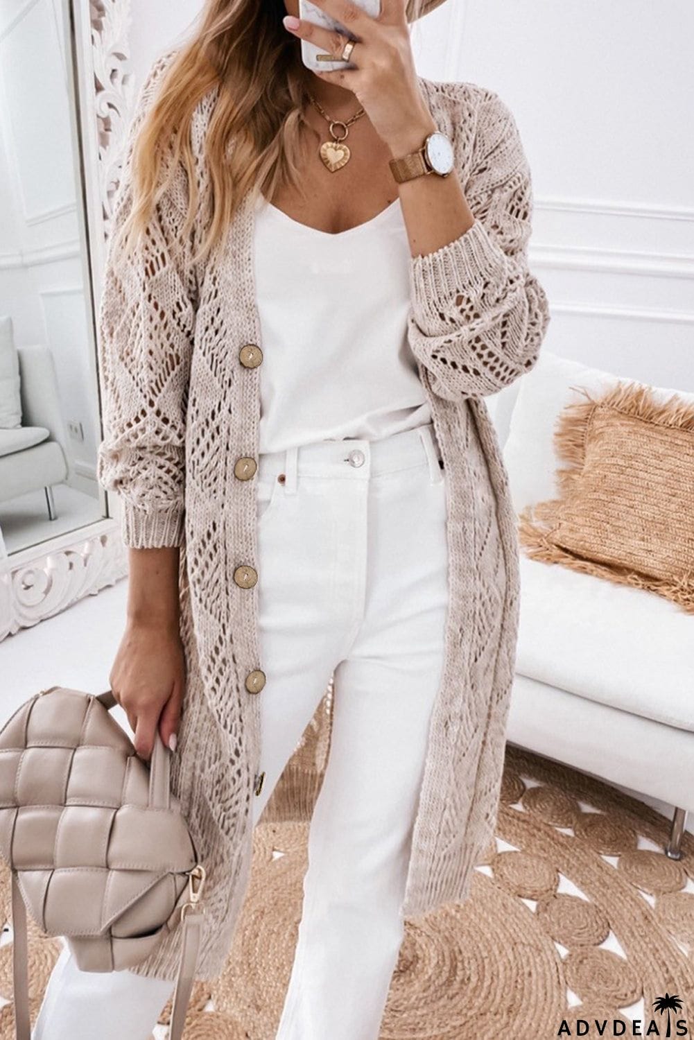 V-Neck Long Sleeve Cardigan
