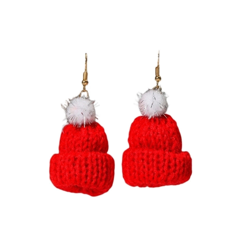 1 Pair Cute Christmas Christmas Hat Fabric Earrings