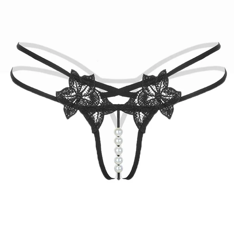 Women Sexy G-string Lace Chic Lingerie Pearl Thongs