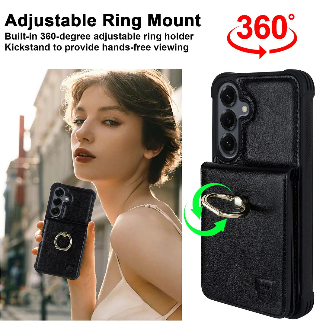 VANAVAGY Wallet Case Compatible for Galaxy S25 5G with Credit Card Holder and Coin Pocket