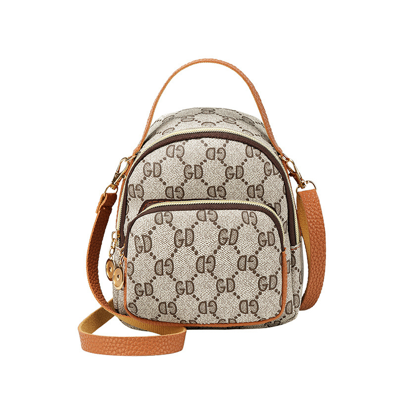 Mature Women Personality Bags Casual Plaid Backpack Portable