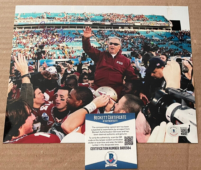 bobby bowden signed 8 x10 Photo Poster painting of his last game beckett certified