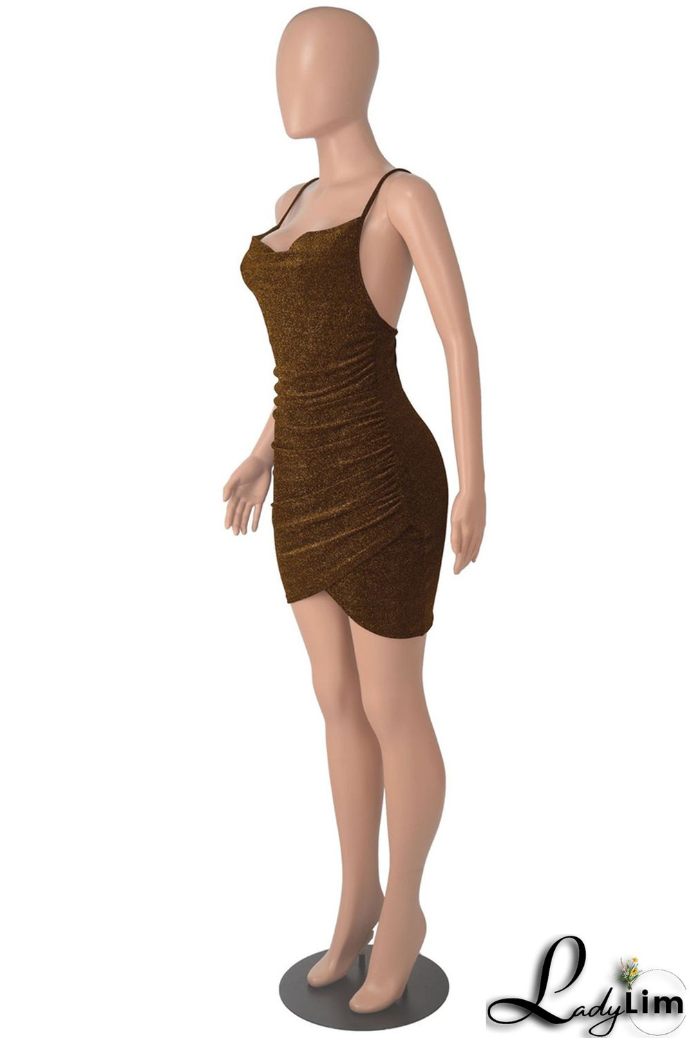 Purple Fashion Sexy Solid Bandage Backless Spaghetti Strap Sleeveless Dress