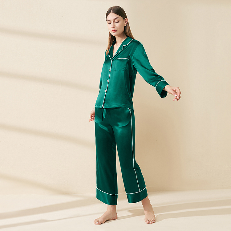 22MOMME  Pyjamas en soie avec col v-Chouchouhome