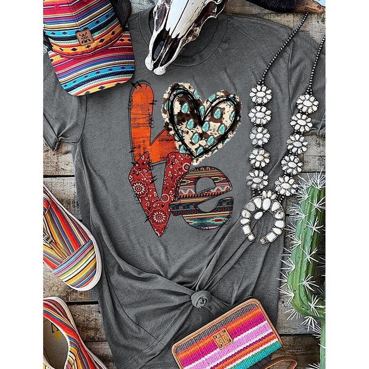 ANB - Love western style Retro Tee-05658