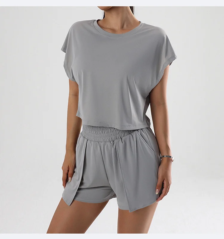 PASUXI Wholesale Summer Quick-Dry Anti-Exposure Sleeveless Top Shorts Set Nude Casual Workout Suit  huanwei