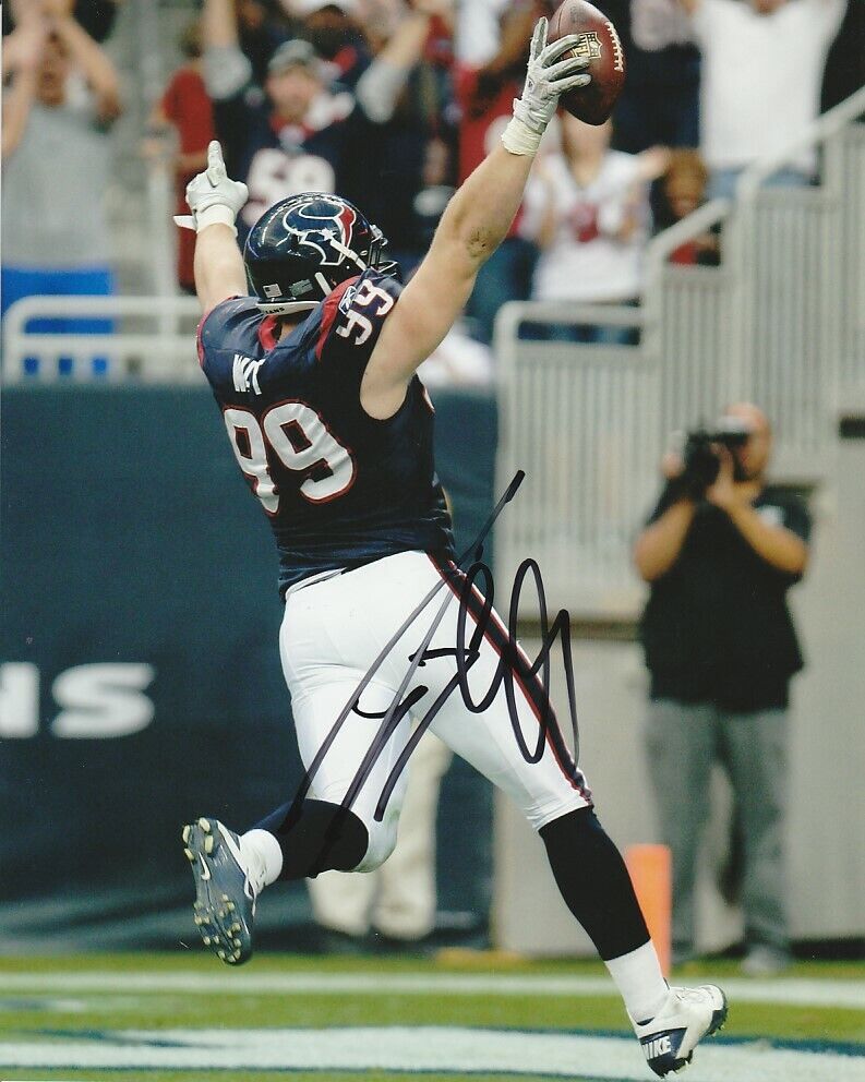 J.J. WATT SIGNED HOUSTON TEXANS FOOTBALL 8x10 Photo Poster painting #2 JJ NFL EXACT PROOF!