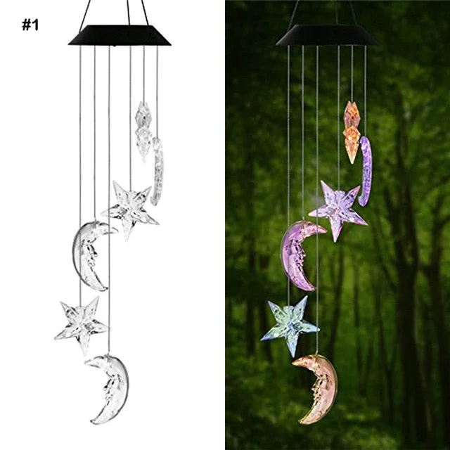 9 kinds of Solar Light Outdoor Powered LED Wind Chime Color Change Spiral Wind Chime Outdoor Light Decorative Garden Light