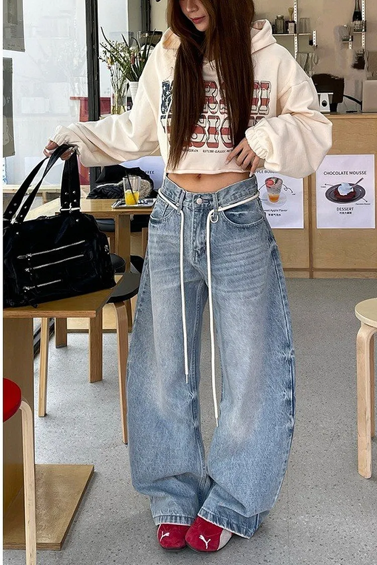 Custom Pocket Detail Women's Wide Leg Denim Trousers
