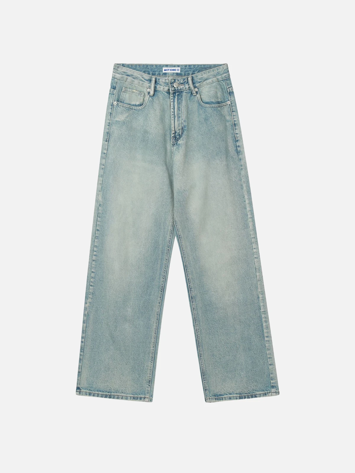 Blue Act Chic Vintage Basic Loose Straight Jeans Front